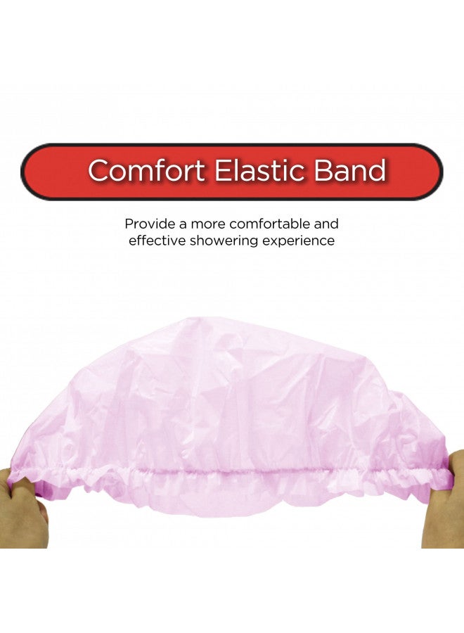 Donna Super Jumbo Shower Cap Waterproof Material 1pc for Women or Men Shower Cap for Roller Sets, Afros, Twist, Silk Wraps and More Reusable, 1PC PINK COLOR - Image 3