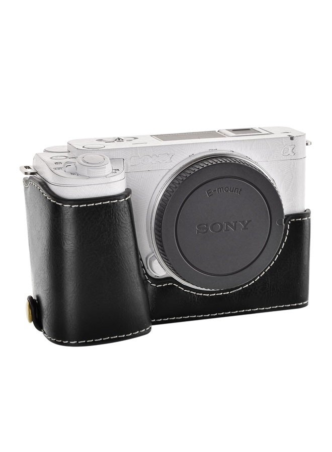 Rieibi حافظة كاميرا ZV-E1، حافظة نصفية من جلد PU متوافقة مع Sony ZV-E1، ZVE1، سوداء - Image 1