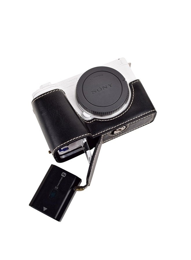 Rieibi حافظة كاميرا ZV-E1، حافظة نصفية من جلد PU متوافقة مع Sony ZV-E1، ZVE1، سوداء - Image 4