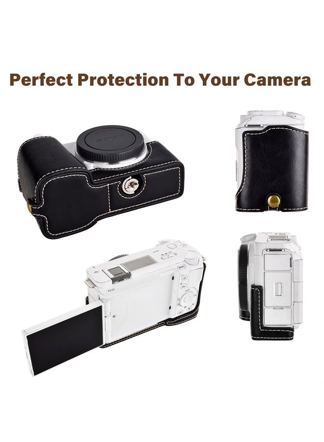 Rieibi حافظة كاميرا ZV-E1، حافظة نصفية من جلد PU متوافقة مع Sony ZV-E1، ZVE1، سوداء - Image 2