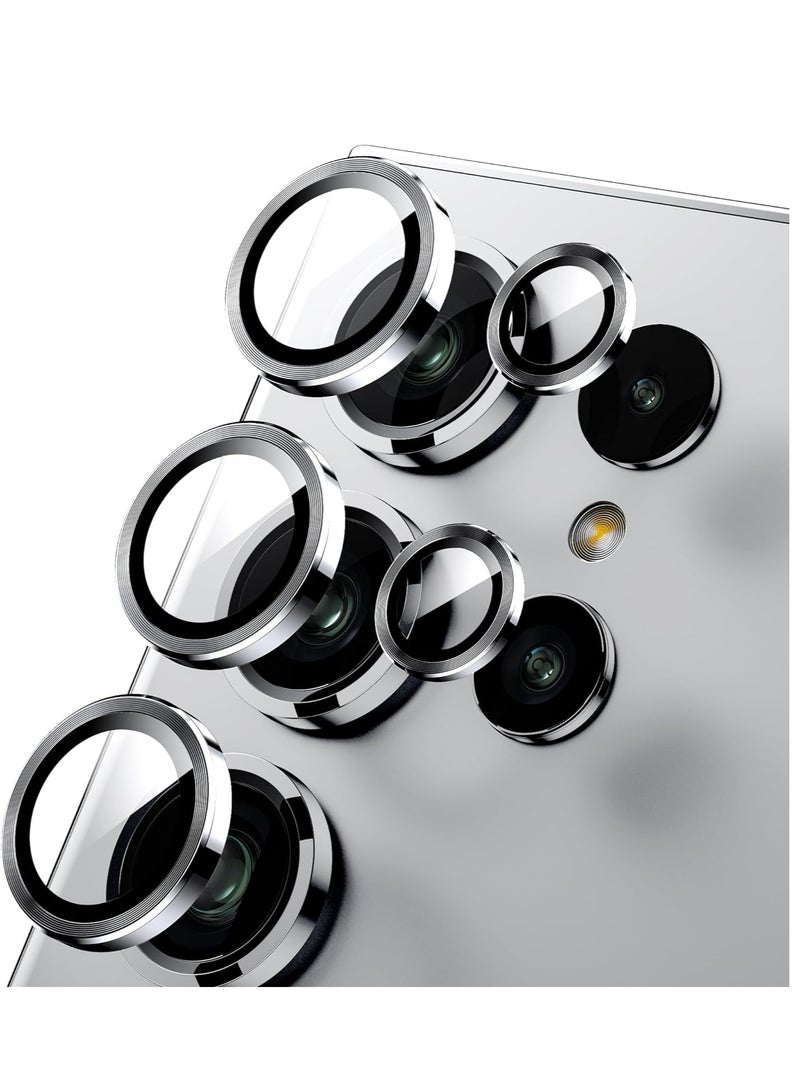 ELTRAZONE Samsung Galaxy S24 Ultra Camera Lens Protector, Ultra Thin Scratch Resistant 9H Tempered Glass with Aluminum Metal Circle Camera Screen Protector Cover Accessories, Silver - Image 1