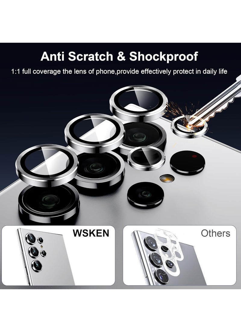 ELTRAZONE Samsung Galaxy S24 Ultra Camera Lens Protector, Ultra Thin Scratch Resistant 9H Tempered Glass with Aluminum Metal Circle Camera Screen Protector Cover Accessories, Silver - Image 3