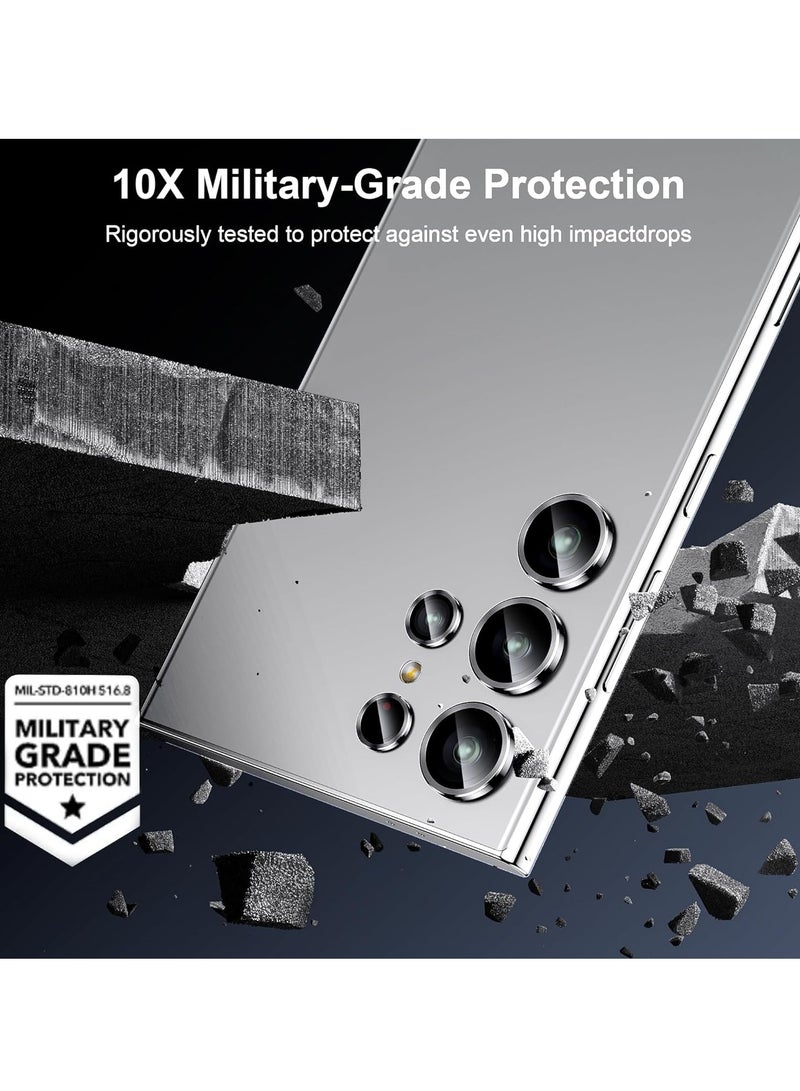 ELTRAZONE Samsung Galaxy S24 Ultra Camera Lens Protector, Ultra Thin Scratch Resistant 9H Tempered Glass with Aluminum Metal Circle Camera Screen Protector Cover Accessories, Silver - Image 4