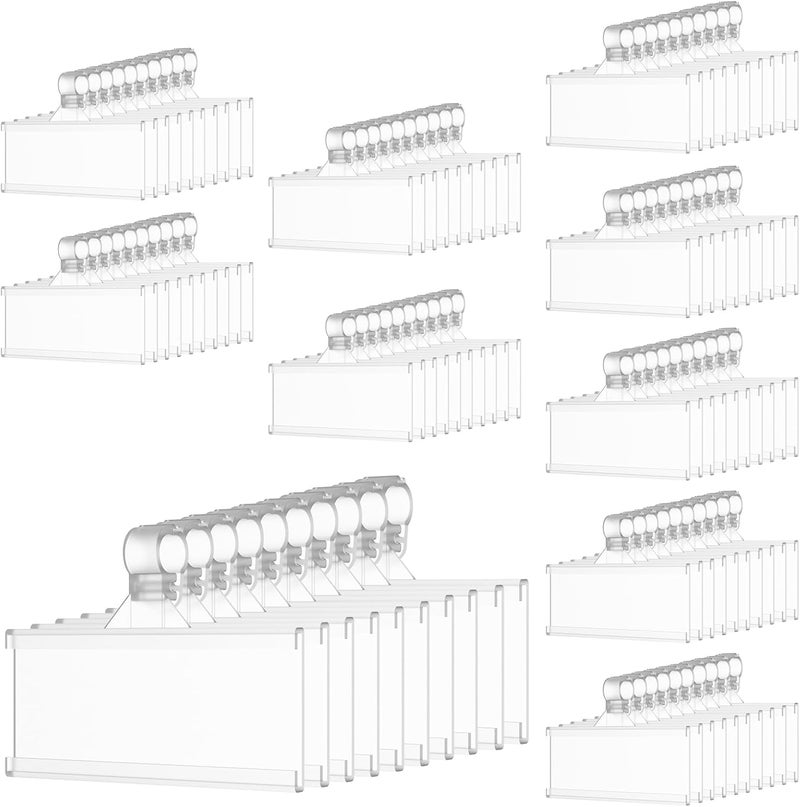 windforgecraft 100Pcs Shelf Labels White Paper Shelf Tags Plastic Label Holders Clear Shelf Label Holder Shelf Labels for Storage Bins Bookshelf Mailbox for Retail Supermarket Stores - Image 1