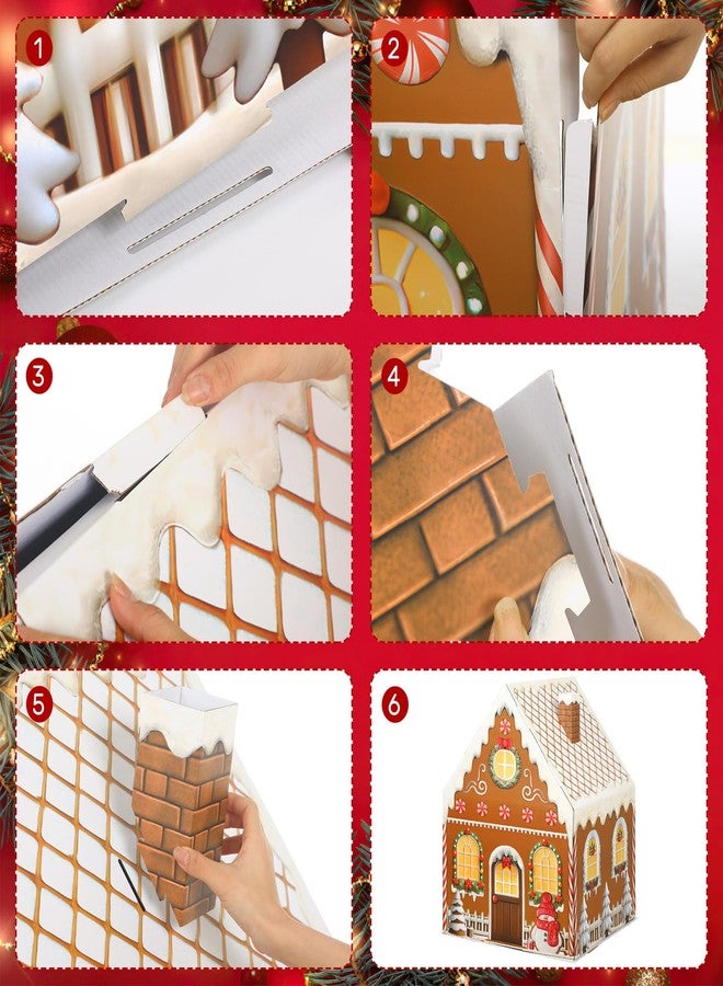 DoubleFill بيت الزنجبيل العملاق من الورق المقوى، قابل للوقوف، بيت لعب من خبز الزنجبيل، ديكور منزلي لعيد الميلاد، نشاط حرفي من الورق المقوى للعائلات في عيد الميلاد، 40.5 × 32 × 26.5 - Image 4