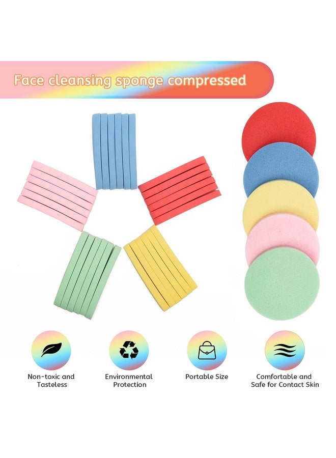 لوكسيف 120 قطعة من إسفنجة الوجه المضغوطة، إسفنجة تنظيف الوجه Luxiv 5 ألوان، إسفنجة مضغوطة لخبراء التجميل، إسفنجة غسيل وجه مستديرة للنساء، إسفنجة إزالة التقشير المضغوطة (مزيج الألوان A) - Image 3