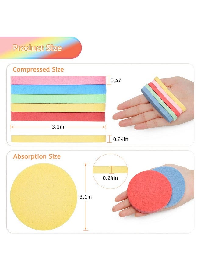 لوكسيف 120 قطعة من إسفنجة الوجه المضغوطة، إسفنجة تنظيف الوجه Luxiv 5 ألوان، إسفنجة مضغوطة لخبراء التجميل، إسفنجة غسيل وجه مستديرة للنساء، إسفنجة إزالة التقشير المضغوطة (مزيج الألوان A) - Image 2