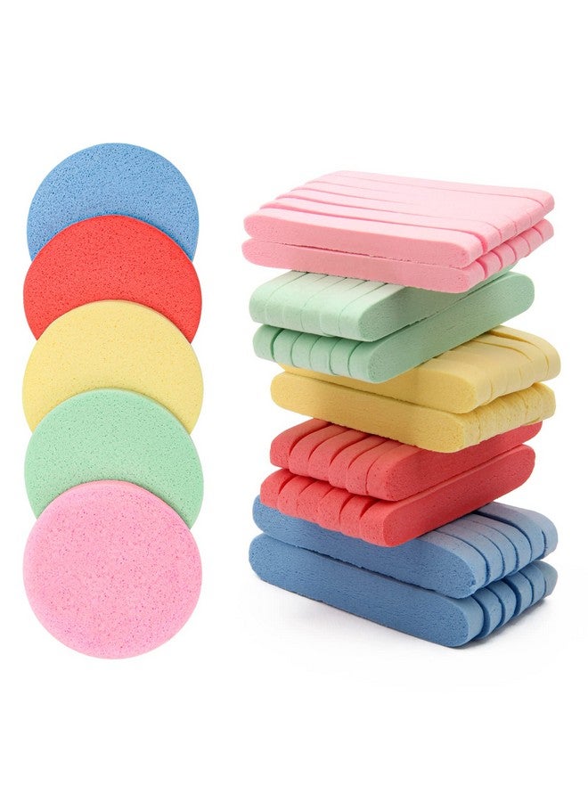 لوكسيف 120 قطعة من إسفنجة الوجه المضغوطة، إسفنجة تنظيف الوجه Luxiv 5 ألوان، إسفنجة مضغوطة لخبراء التجميل، إسفنجة غسيل وجه مستديرة للنساء، إسفنجة إزالة التقشير المضغوطة (مزيج الألوان A) - Image 1