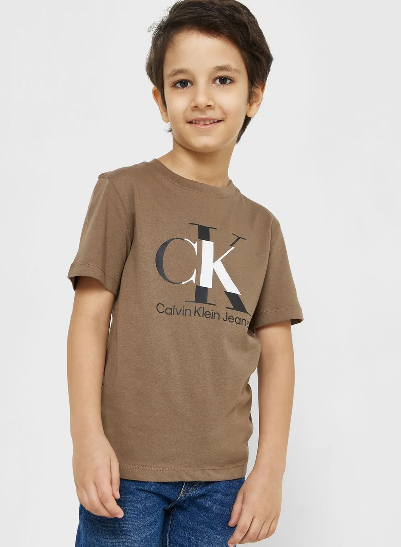 CALVIN KLEIN Kids Logo Printed Crew Neck T-Shirt