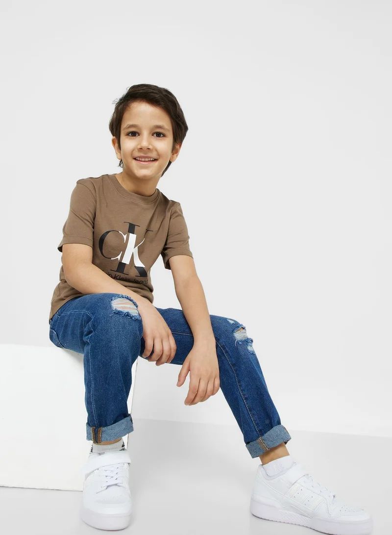 CALVIN KLEIN Kids Logo Printed Crew Neck T-Shirt