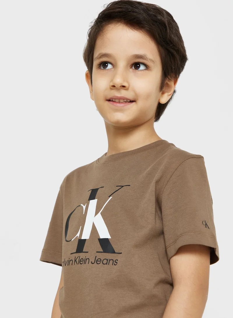 CALVIN KLEIN Kids Logo Printed Crew Neck T-Shirt