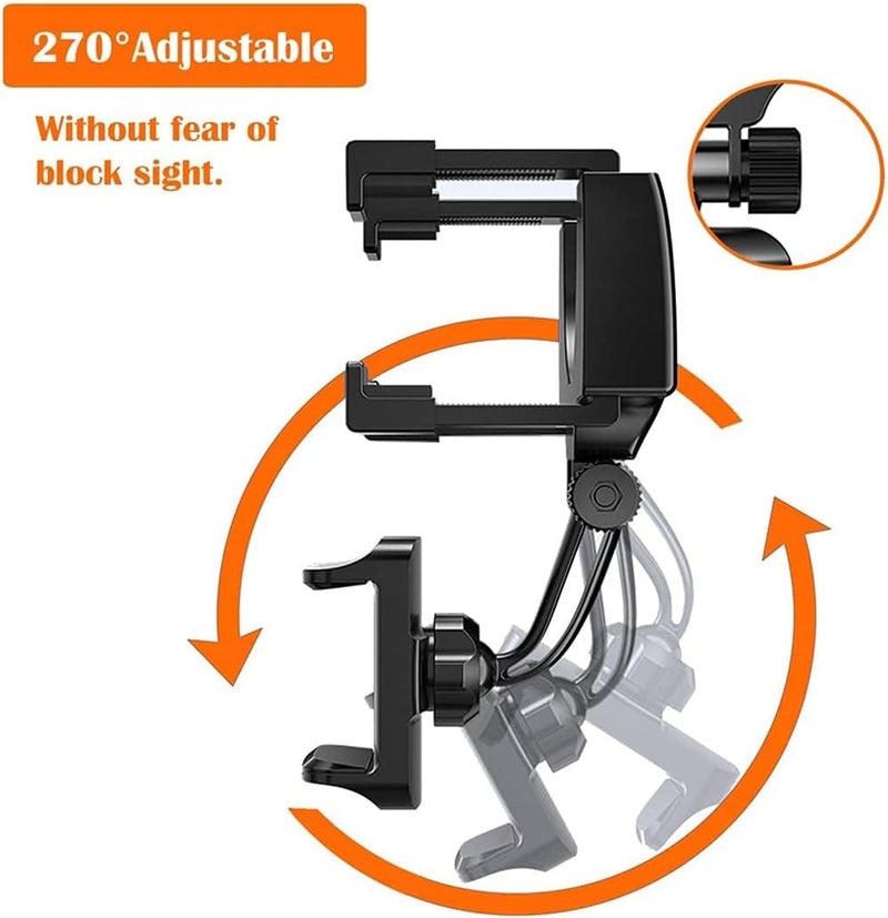 Khazna Car Rearview Mirror Phone Holder, Car Phone Mount Phone Bracket, Phone Stand with 360° Swivel and Adjustable Clips, Universal Smartphone Cradle（Black） - Image 2