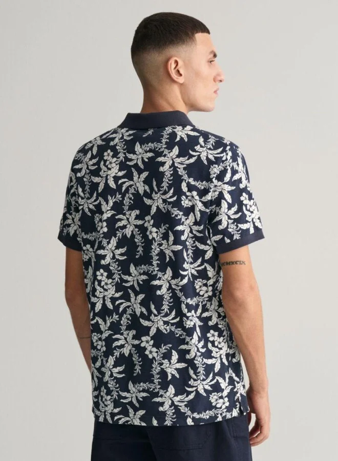 غانت Gant Palm Lei Print Piqué Polo Shirt