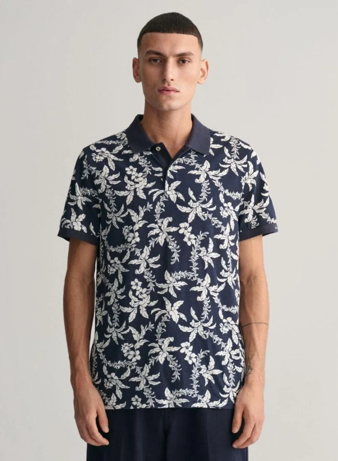 غانت Gant Palm Lei Print Piqué Polo Shirt