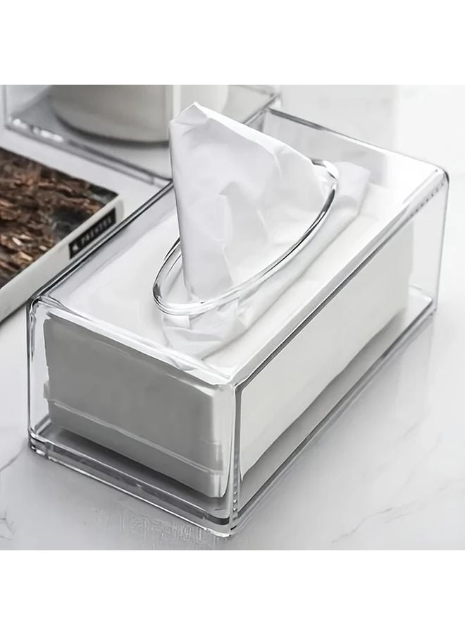 Modern Acrylic Tissue Box Cover Transparent Holder For Bathroom Living Room - Image 2