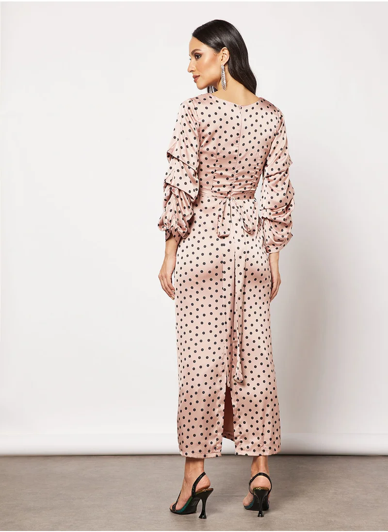 House of Moda Polka Dot Satin Dress