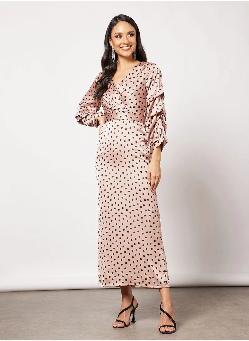 House of Moda Polka Dot Satin Dress