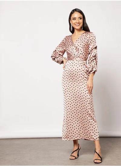 House of Moda Polka Dot Satin Dress