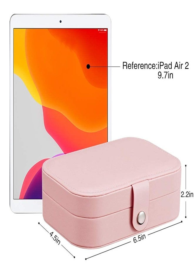 DEVHEART Faux Leather Travel Jewelry Organizer Box, Easy Carry Jewelry Box Traveling, Gift Jewelry Case For Women, Girls (Earring, Necklace, Ring, Watch, Bracelet, Lovely Pink) - Image 3
