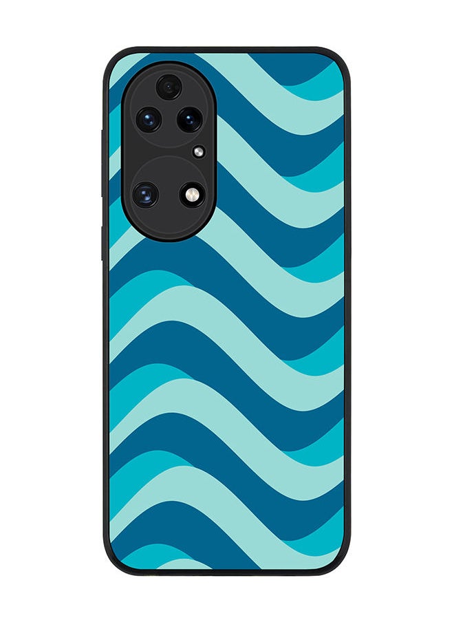 Stylizedd Rugged Black edge case for Huawei P50 Slim fit Soft Case Flexible Rubber Edges Anti Drop TPU Gel Thin Cover - Curvy Blue  - Image 1