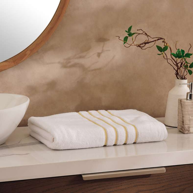 Pan Home Julius Border Striped Bath Sheet - White/Yellow for Adults