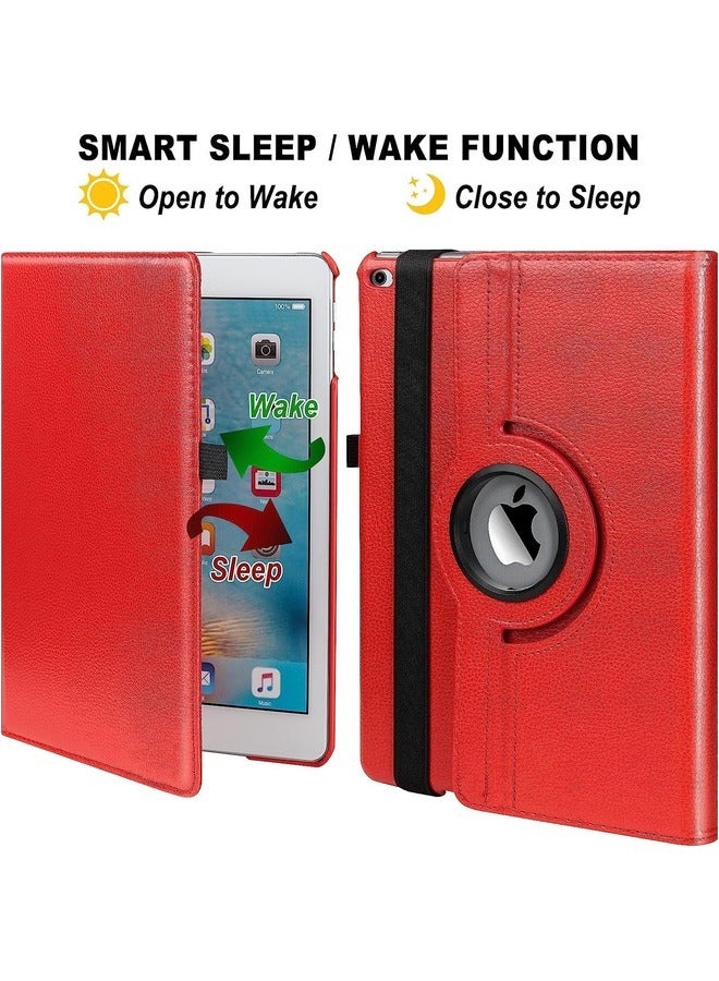 ELTRAZONE 360 Degree Rotating Case Cover for iPad 9.7 (2018/2017), iPad Air 2, iPad Air - Auto Sleep/Wake - Red - Image 3
