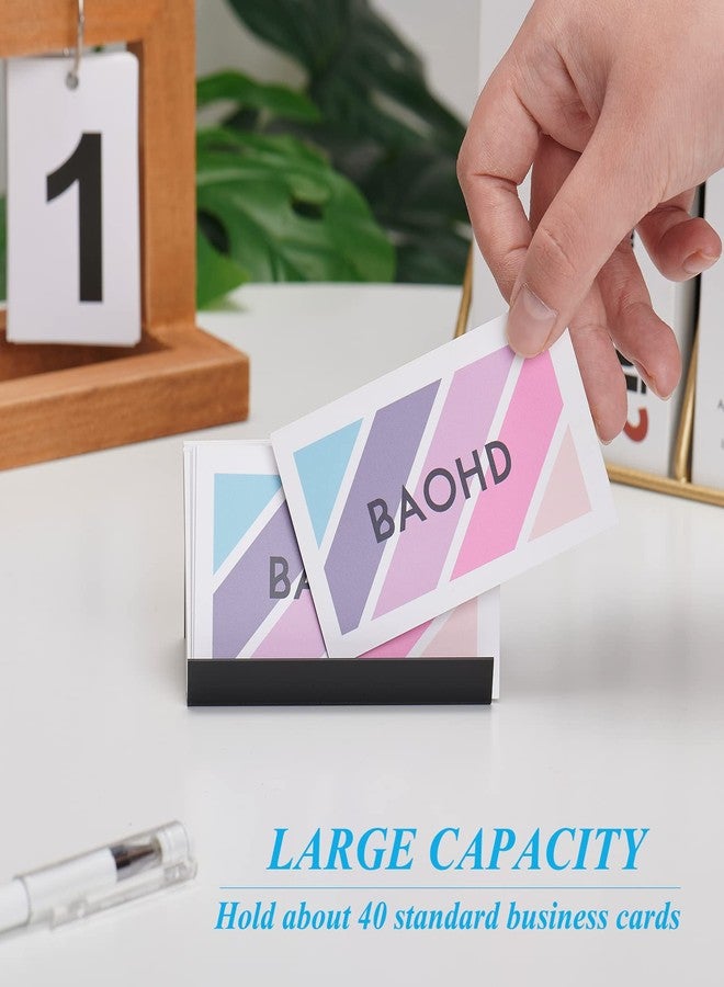 BAOHD Business Card Holder for Desk, Business Card Display Stand, Metal Desktop Business Card Organizer, Black - Image 2