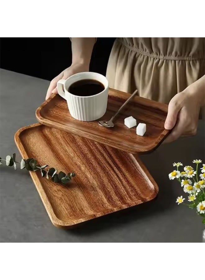 صينية طعام خشبية صلبة مقاس 19×10.8 سم – صينية للحلويات والفواكه والوجبات الخفيفة - Image 1