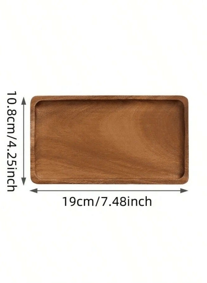 صينية طعام خشبية صلبة مقاس 19×10.8 سم – صينية للحلويات والفواكه والوجبات الخفيفة - Image 2