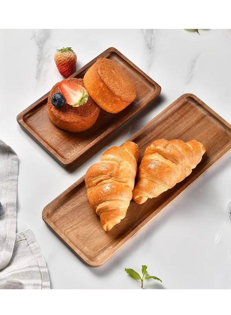 صينية طعام خشبية صلبة مقاس 19×10.8 سم – صينية للحلويات والفواكه والوجبات الخفيفة - Image 4