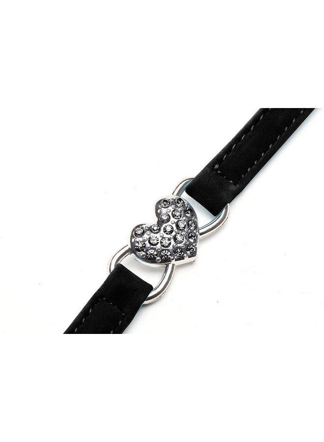 CHUKCHI Pink Soft Velvet Safe Cat Adjustable Collar with Crystal Heart Charm and Bells 8-11 Inches(Black+Red+Pink+Blue) - Image 4