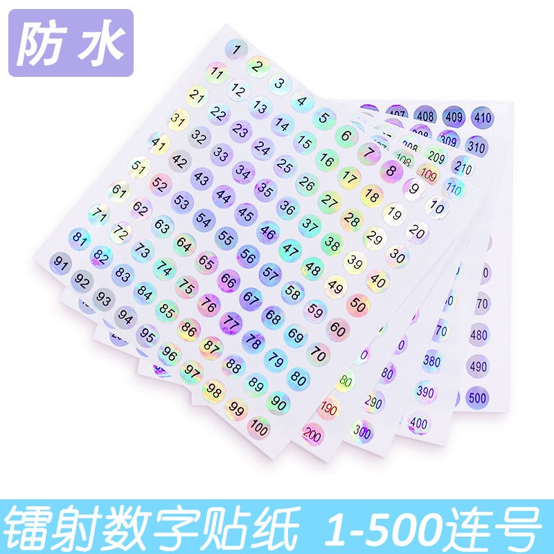 Nail Polish Bottle Number Number Number Sticker Round Laser Waterproof Code Album Label 1-500 Serial Number Number - Image 2