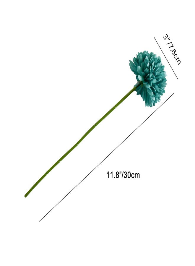 Mandy's Teal Artificial Ball Chrysanthemum 12 Stems Faux Flowers with Bendable Stems for Thanksgiving and Christmas Decorations DIY Wedding Centerpiece Fall Decor Home Arrangements - Image 2