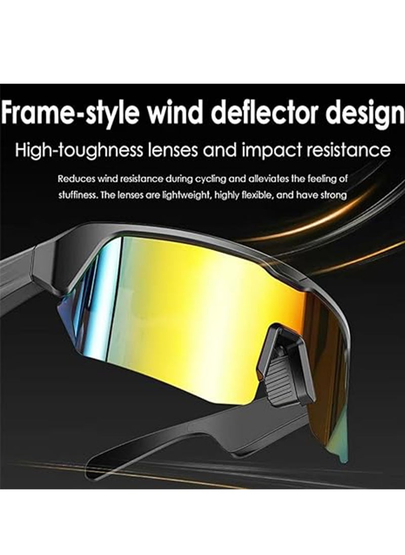 Generic Outdoor Sports Sunglasses Smart Glasses Fashion Cycling Bluetooth Glasses Listening To Music And making Calls For Men and Women (YJ006 Electroplated Gold)  - Image 2