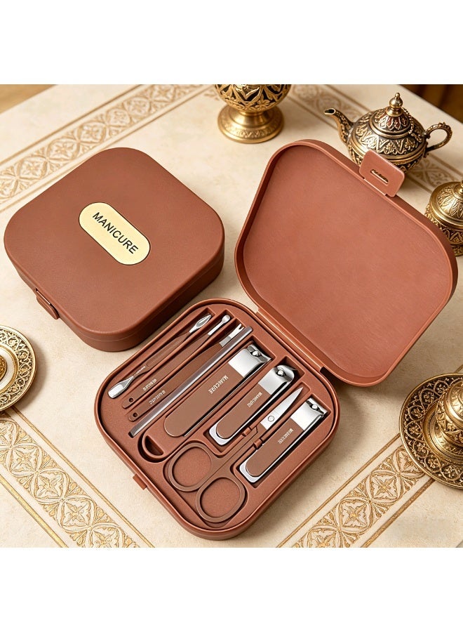 MANICURE مجموعة قص الأظافر المحمولة الجديدة المضادة للتناثر 8 قطع - Image 1