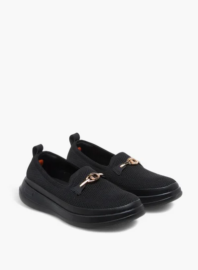 Le Confort Women's Metal Accent Flyknit Slip-On Loafers with Pull Tabs