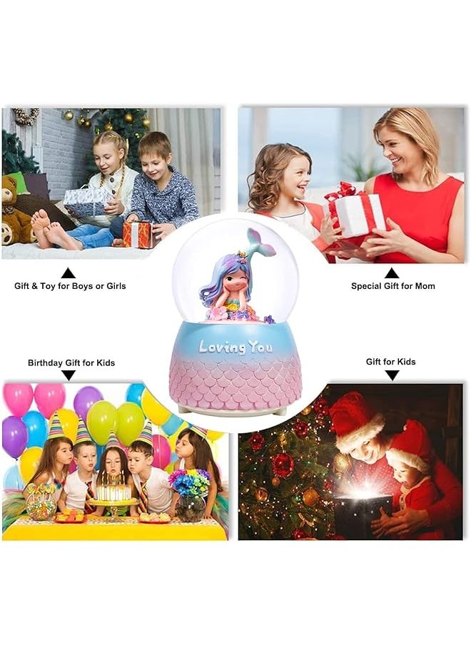 erorex Snow Globe 3.14 Inch Snowglobes With 7 Musics For Girls Room Decor Collection Mermaid Gifts For Girls Age 6 12 Years Old Birthday Gifts For Girls  - Image 2