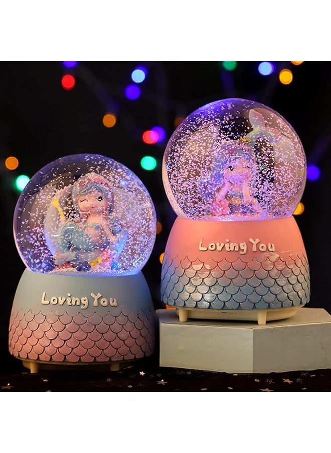 erorex Snow Globe 3.14 Inch Snowglobes With 7 Musics For Girls Room Decor Collection Mermaid Gifts For Girls Age 6 12 Years Old Birthday Gifts For Girls  - Image 3