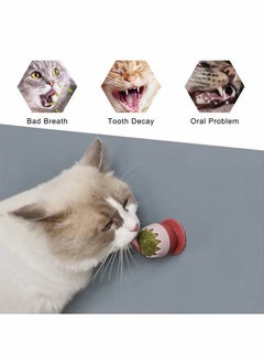 Depend Catnip Balls Toy For Cats - Rotatable Edible Kitty Toys For Cats Lick - Teeth Cleaning Dental Kitten Chew Toys - Safe Healthy Cat Wall Treats For Kitten - Green And Pink  - Image 3