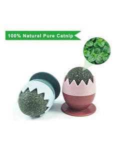 Depend Catnip Balls Toy For Cats - Rotatable Edible Kitty Toys For Cats Lick - Teeth Cleaning Dental Kitten Chew Toys - Safe Healthy Cat Wall Treats For Kitten - Green And Pink  - Image 2
