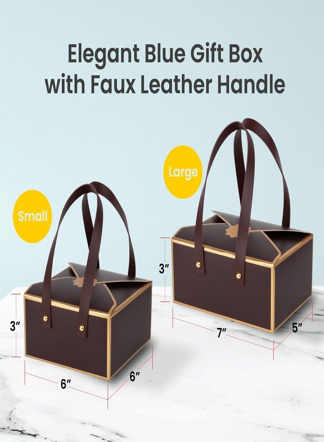 Hammont Cookie Boxes for Gift Giving - 4 Pack of Bakery Boxes, Easy to Assemble Decorative Cardboard Luxury Box with Faux Leather Handle Jewelry, Chocolate and Candy 5x7x3 Inches (Maroon (HM1780 - Image 2