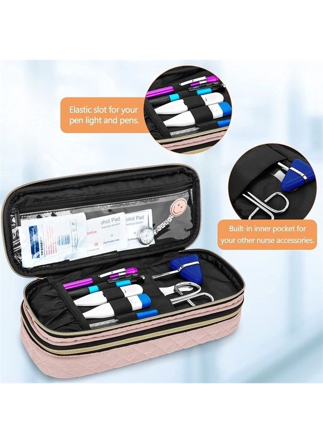 Damero - Double Layer Stethoscope Case Compatible with 3M Littmann/ADC/Omron Stethoscope, Stethoscope Carrying Case Travel Bag for Nurse Accessories, Misty Rose - Image 1