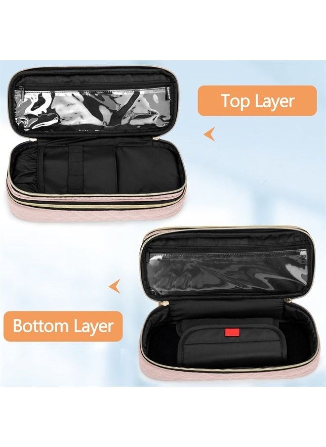 Damero - Double Layer Stethoscope Case Compatible with 3M Littmann/ADC/Omron Stethoscope, Stethoscope Carrying Case Travel Bag for Nurse Accessories, Misty Rose - Image 1