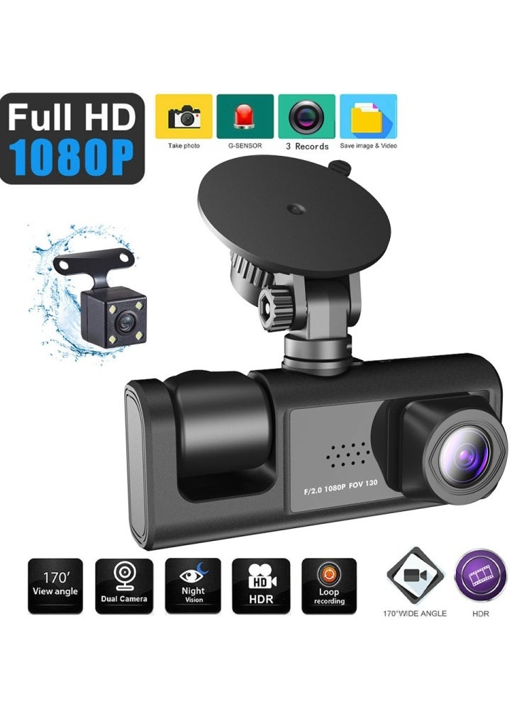 1080P FHD Dash Cam Front and Inside with 140° Wide Angle, 24-Hour Parking Monitor, Motion Detection, Loop Recording, Easy Installation