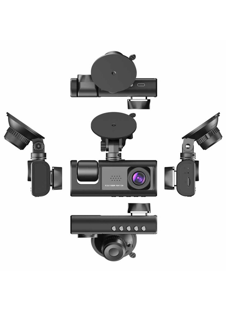 1080P FHD Dash Cam Front and Inside with 140° Wide Angle, 24-Hour Parking Monitor, Motion Detection, Loop Recording, Easy Installation