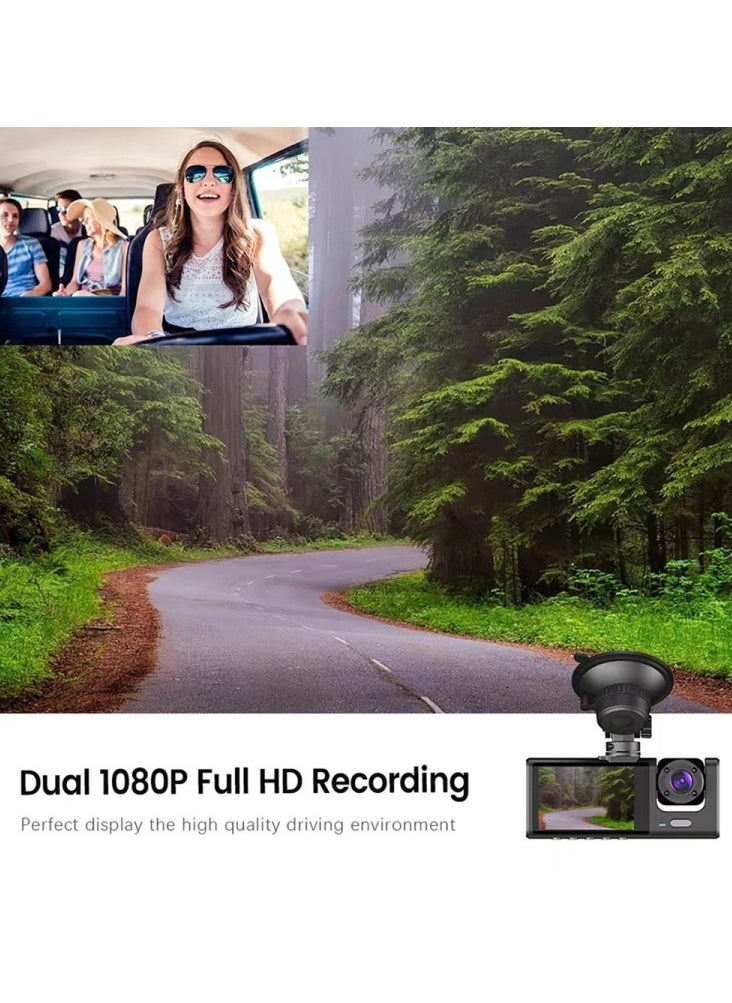 1080P FHD Dash Cam Front and Inside with 140° Wide Angle, 24-Hour Parking Monitor, Motion Detection, Loop Recording, Easy Installation