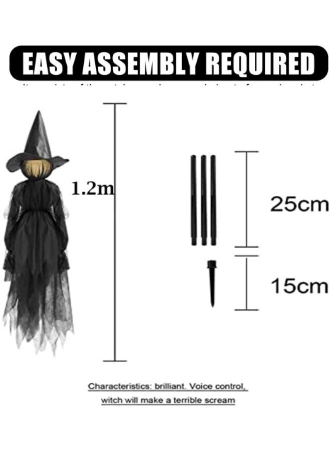 Visiting Luminous Witches, Outdoor Party Decoration Light-Up Witches with Stakes, Voice Control Witch Glowing