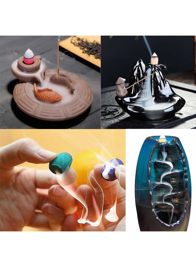 OTOFY 120 PCS Backflow Waterfal Incense Cones, 8 Mixed Natural Scents India, Osmanthus Jasmine Tulip Lavender Sandalwood Rose Cone for Backflow Incense Burner Holders (120pcs/Bag) - Image 2