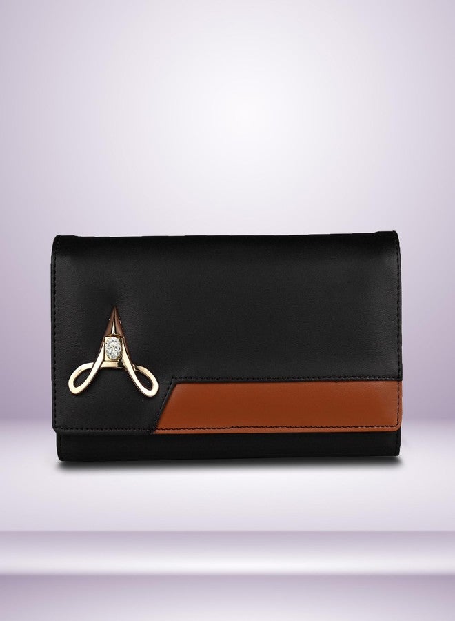 ALSU Women's Brown Hand Wallet Clutch Purse | 6 Card Pocket_arf-005br… (Black) - Image 2