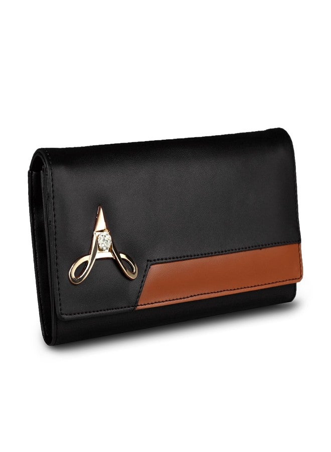 ALSU Women's Brown Hand Wallet Clutch Purse | 6 Card Pocket_arf-005br… (Black) - Image 1